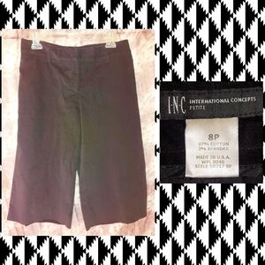 INC International Concepts Petite brand Blk Velvet Soft Woven Capri Pants Sz 8P